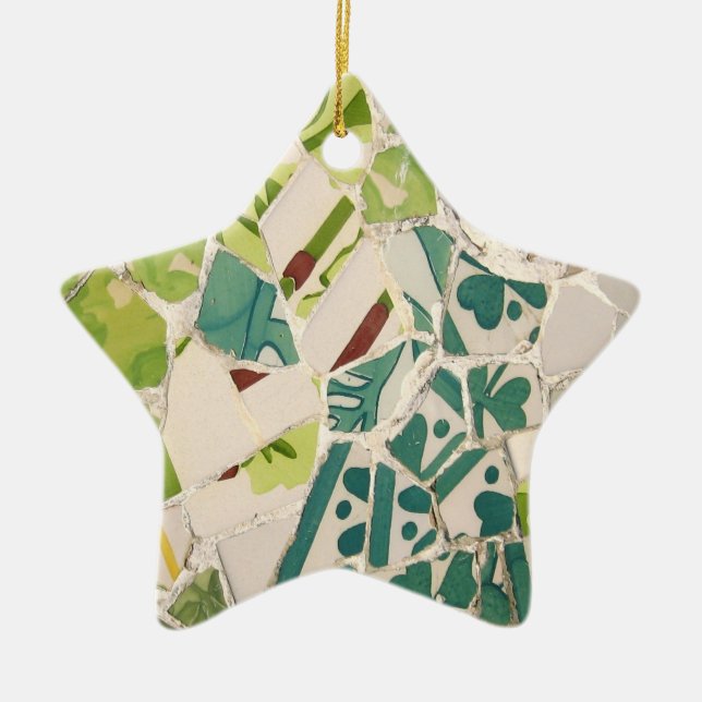Gaudi mosaisk stjärnaprydnad julgransprydnad keramik (Framsidan)