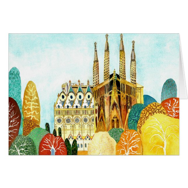 Gaudi 's Barcelona. Hälsningskort (Framsidan Horizontal)