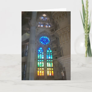 Gaudi - Sagrada Familia målat glassfönster Helgkort