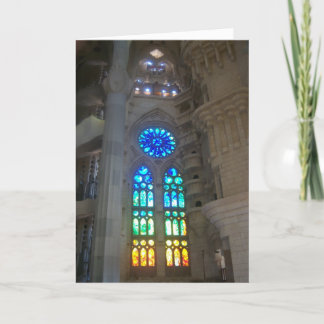 Gaudi - Sagrada Familia målat glassfönster Helgkort