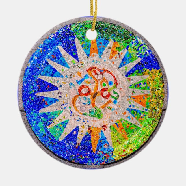 Gaudi specificerar blått julgransprydnad keramik (Framsidan)