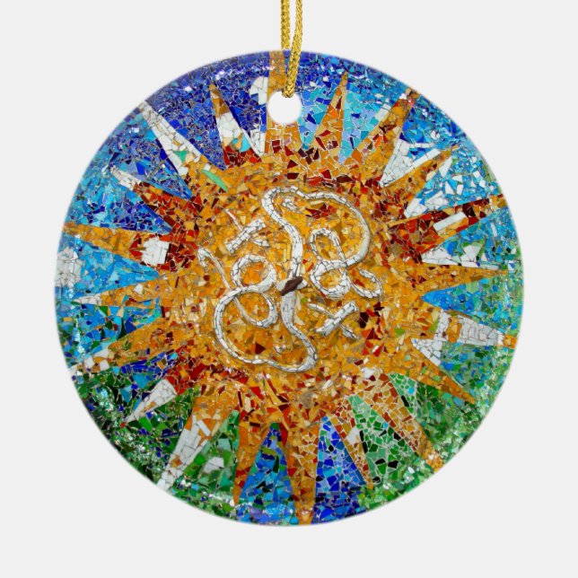 Gaudi Sunburstmosaik Julgransprydnad Keramik (Framsidan)