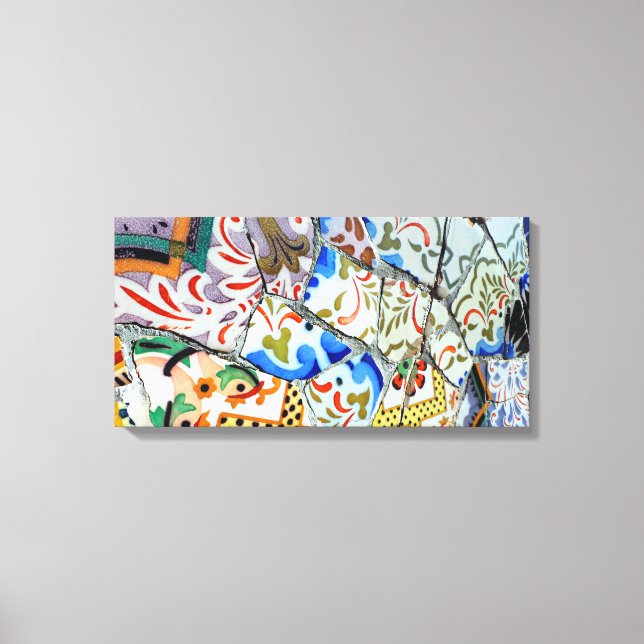 Gaudis Park Guell Mosaic Tiles Canvastryck (Framsida)