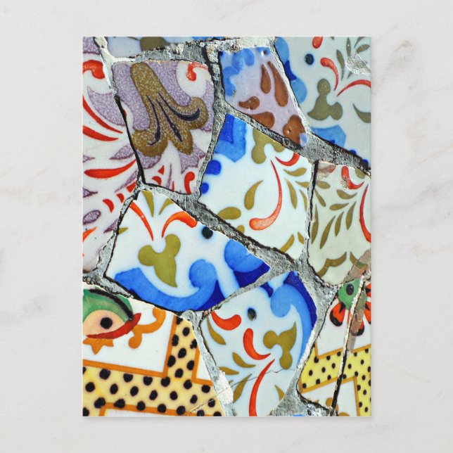Gaudis Park Guell Mosaic Tiles Vykort (Framsida)