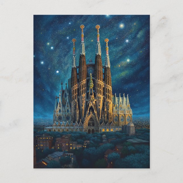 Gaudis Starry Dream | Barcelona Sagrada Familia Vykort (Framsida)