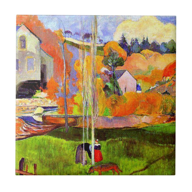 Gauguin - A Breton Landscape-David's Mill-1894 Kakelplatta (Framsidan)