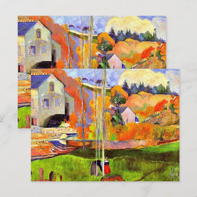 Gauguin - A Breton Landscape-David's Mill Vykort (Fram/baksida)