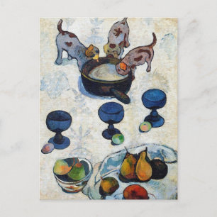 Gauguin Art Postcard: Fortfarande med tre valpar Vykort