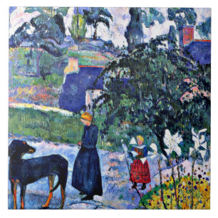Gauguin - Bland Lilies Kakelplatta