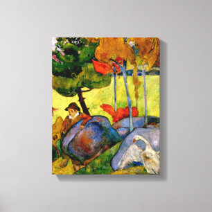 Gauguin - Bretonsk pojke i ett landskap, Canvastryck