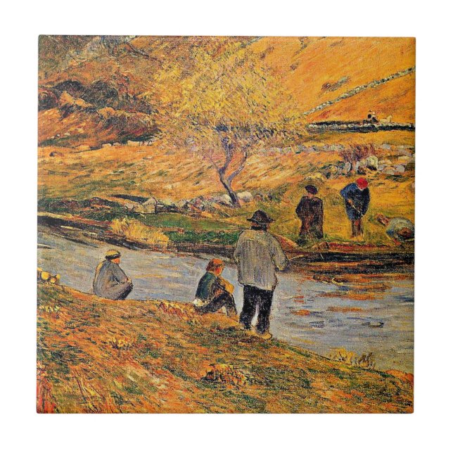 Gauguin - Bretonska fiskare Kakelplatta (Framsidan)