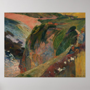 Gauguin - Flageolet Player vid Cliff 1889 Poster