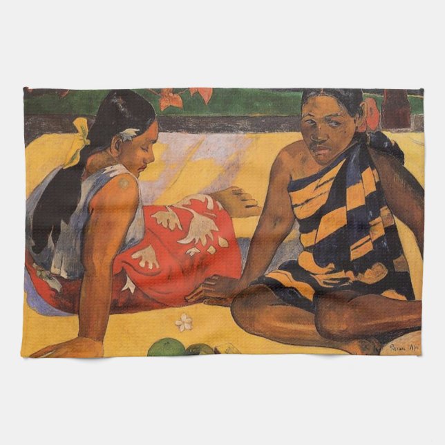 Gauguin Fransk Polynesia Tahiti Kvinnor målning Kökshandduk (Horisontell)
