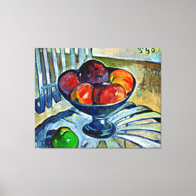 Gauguin - Fruktskål på en trädgårdsstol Canvastryck (Framsida)