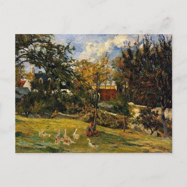 Gauguin - Gäese i Meadow Vykort (Framsida)