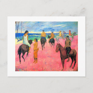 Gauguin hästkonst på rosa strand på Tahiti Meddelande