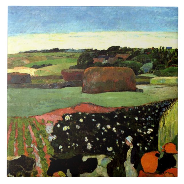 Gauguin - Haystacks i Bretagne, Kakelplatta (Framsidan)