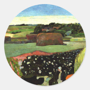 Gauguin - Haystacks in Brittany, berömd-tavla, Runt Klistermärke