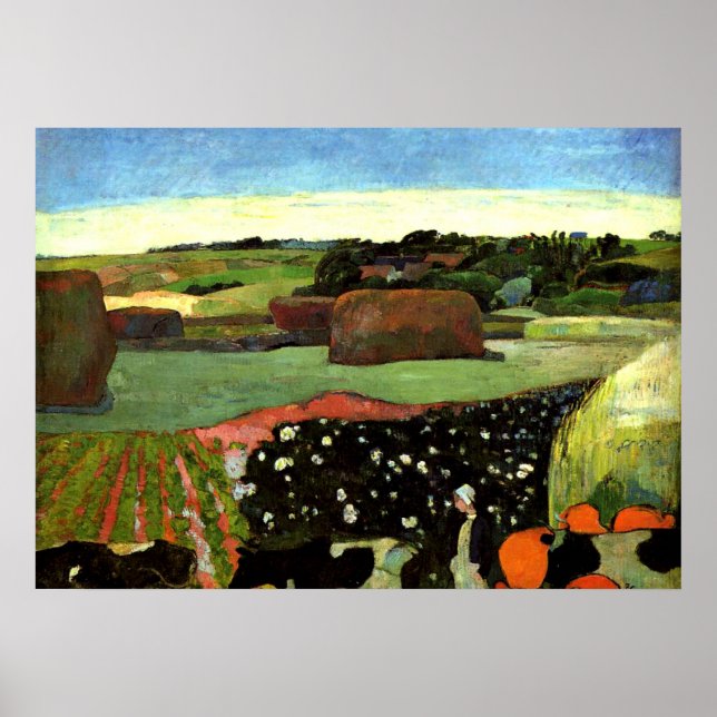 Gauguin - Haystacks in Brittany, Paul Gauguin art Poster (Framsidan)