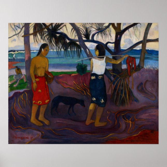 Gauguin - I Raro Te Oviri (under Pandanus) 1891 Poster (Framsidan)