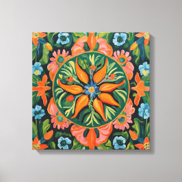 Gauguin Inspired Orange Grönt Blommigt Canvastryck