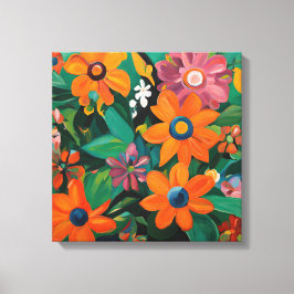 Gauguin Inspired Orange Grönt Blommigt Canvastryck