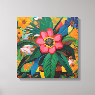 Gauguin Inspired Orange Grönt Blommigt Canvastryck