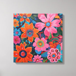 Gauguin Inspired Rosa Blommigt Canvastryck
