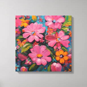 Gauguin Inspired Rosa Blommigt Canvastryck