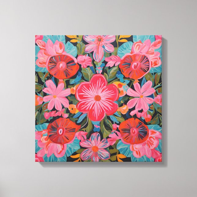 Gauguin Inspired Rosa Blommigt Canvastryck (Framsida)