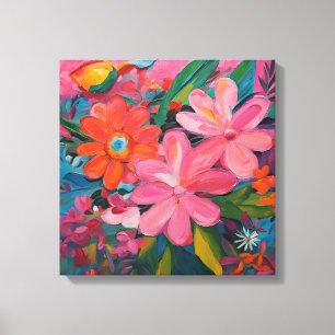 Gauguin Inspired Rosa Blommigt Canvastryck