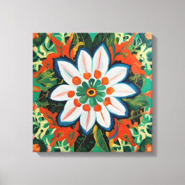 Gauguin Inspired White Grönt Blommigt Canvastryck