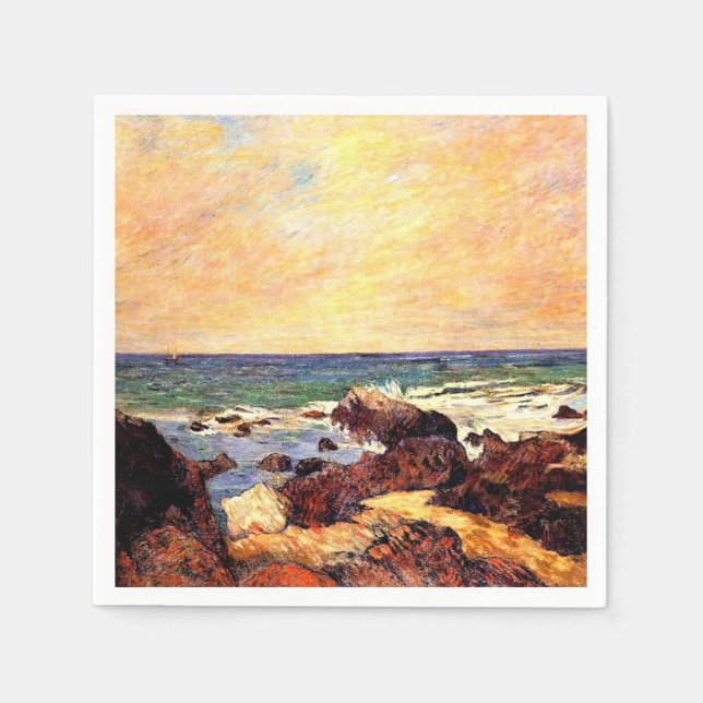 Gauguin - Klippor och hav, 1886, målning Pappersservett (Framsidan)