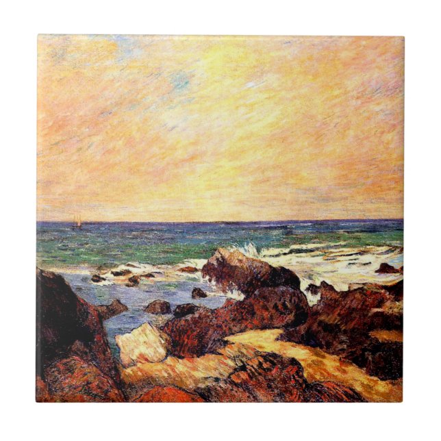 Gauguin - Klippor och hav, finkonst, Kakelplatta (Framsidan)