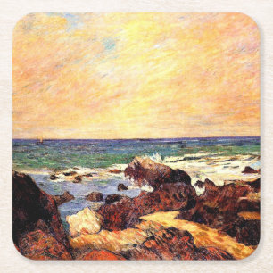Gauguin - Klippor och hav, finkonst, Underlägg Papper Kvadrat