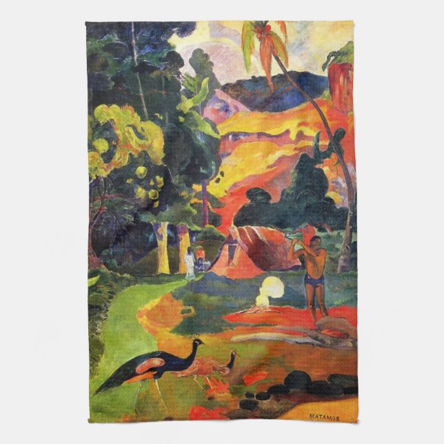 Gauguin Landskap med Peacocks kökshandduk (Vertikal)