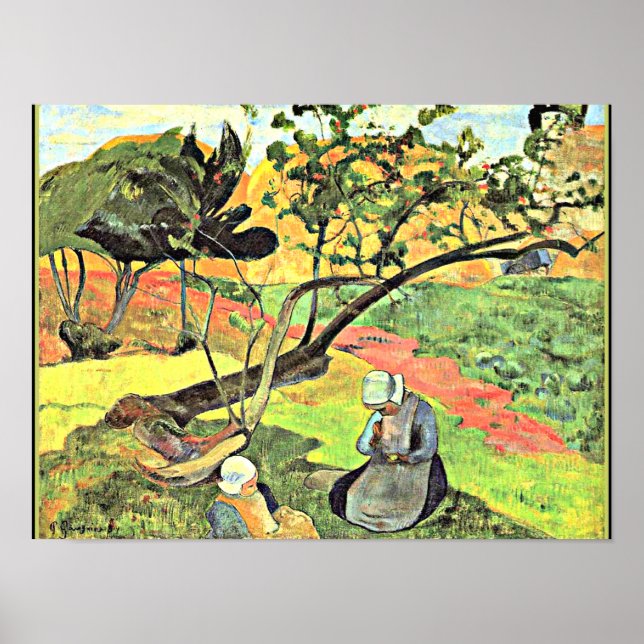 Gauguin - Liggande med bretonska kvinnor Poster (Framsidan)
