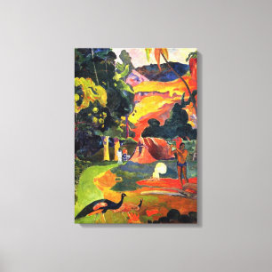 Gauguin liggande med Peacocks Canvas Wrap