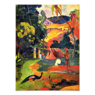 Gauguin liggande med Peacocks Photo Print Fototryck