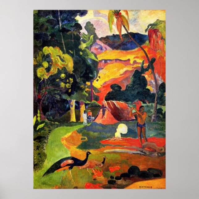 Gauguin liggande med Peacocks Poster (Framsidan)