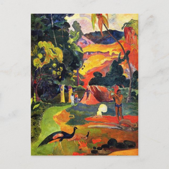 Gauguin liggande med peacocks vykort (Framsida)