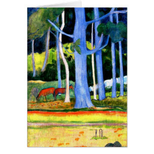 Gauguin - Liggande med två blå Träd-trunkar Hälsningskort