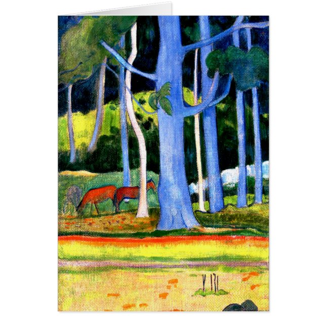 Gauguin - Liggande med två blå Träd-trunkar Hälsningskort (Framsidan)