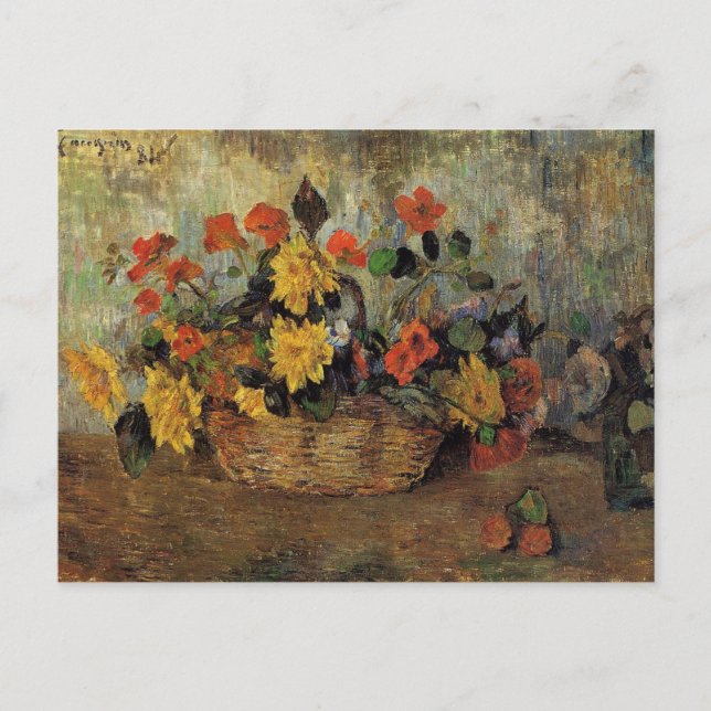 Gauguin - Nasturtiums och Dahlias i Basket Vykort (Framsida)
