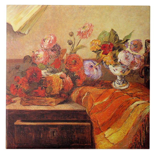 Gauguin-Pots och Bouquets Kakelplatta (Framsidan)
