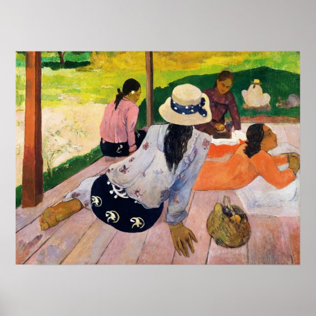 Gauguin Siestan Vintage Tahitisk Konstaffisch Poster (Framsidan)