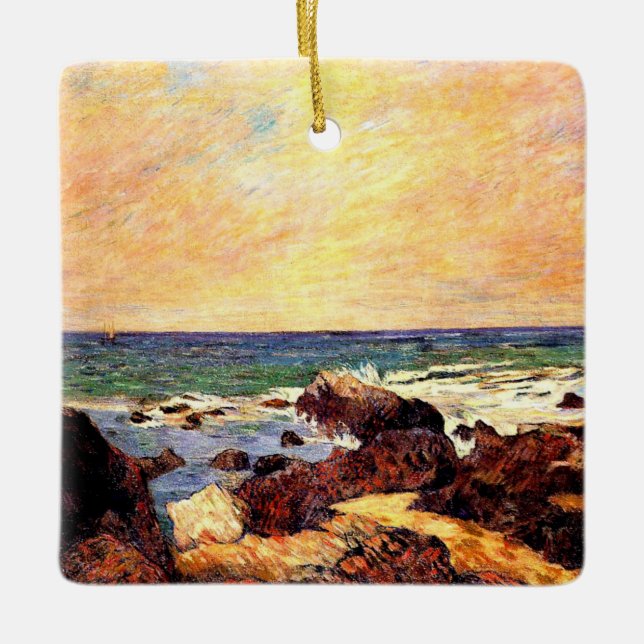 Gauguin - Sten and Sea, 1886, färgning Julgransprydnad Keramik (Framsida)