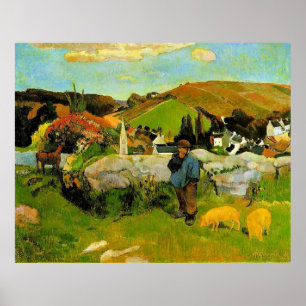 Gauguin-Swineherd, Bretagne Poster