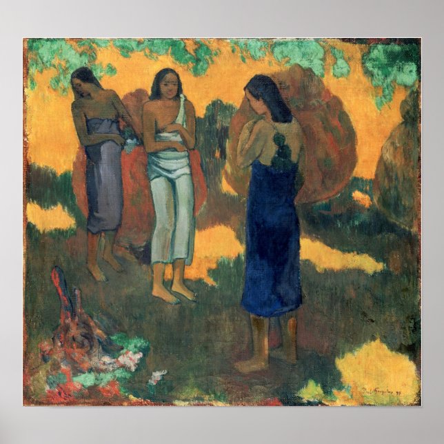 Gauguin - Tahitian Women, Gult Bakgrund 1899 Poster (Framsidan)