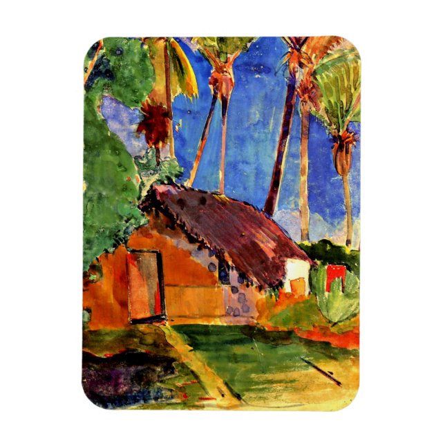 Gauguin - Thatched Hut under Handflatan Magnet (Vertikal)